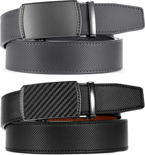 Miniatura 4 de CHAOREN Cinturones de trinquete para hombre, paquete de 2, elegantes cinturones de cuero en juego de regalo de 1.378 in