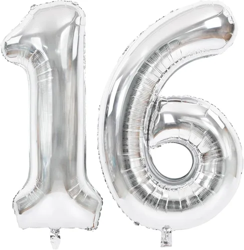Miniatura 19 de TONIFUL Globos plateados de 40 pulgadas con números grandes del 0 al 9, número 8, globos digitales de aluminio de helio Mylar con números grandes