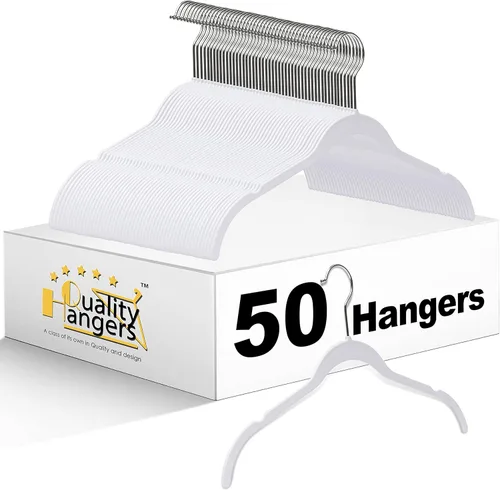 Quality Hangers Perchas de plástico que no son de terciopelo para la ropa, juego de perchas resistentes para ropa, perchas para armario que ahorran