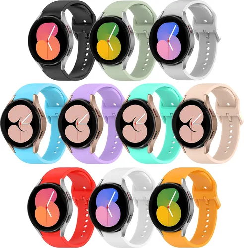 HSWAI Paquete de 10 correas sin brecha compatibles con Samsung Galaxy Watch 7 6 5 4 FE Band 1.575 in 1.732 in/Galaxy Watch 5 Pro 1.772 in/Galaxy