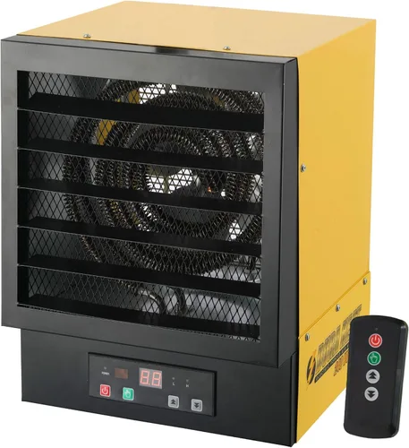 Dura Heat EWH5510 - Calentador de aire eléctrico forzado con control remoto 17,060 Btu, amarillo, grande