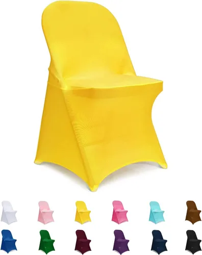 Miniatura 9 de Fundas para sillas plegables de elastano, 6 unidades, color negro, fundas ajustables universales para sillas para bodas, fiestas, banquetes
