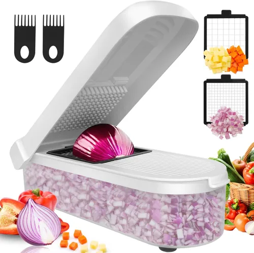 LHS - Picadora de alimentos multifuncional - Cortador de cebolla, cortador de verduras, cortador de patatas - Picadora de verduras con recipiente (4
