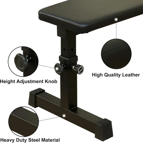 Miniatura 4 de Banco de pesas para entrenamiento de fuerza, prensa de banco plano, 5 niveles ajustables de 43.3 pulgadas de largo, bancos de entrenamiento