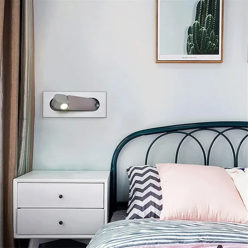 Miniatura 5 de Lámpara de pared LED empotrable, moderno aplique de pared ajustable con interruptor independiente, luz de lectura de cabecera de 3 W, luces