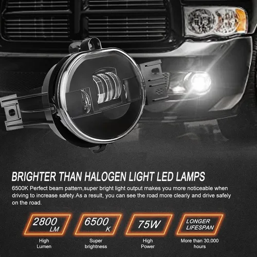 Miniatura 3 de Nueva Versión Luces Antiniebla LED para 2002-2008 Dodge Ram 1500, 2003-2009 Dodge Ram 2500/3500, para 2002 2003 2004 2005 2006 2007 2008 2009 Dodge