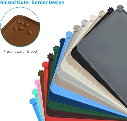 Miniatura 2 de AUDWUD - Tapete de silicona impermeable para alimentación de mascotas, antideslizante, tapete para tazón de perros para comida y agua Marrón
