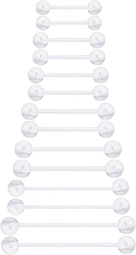 Miniatura 8 de 6mm-38mm 14G 16G Anillos de pezón transparentes de plástico para lengua, aretes industriales para cirugía, embarazo, ombligo, anillo de bioflex