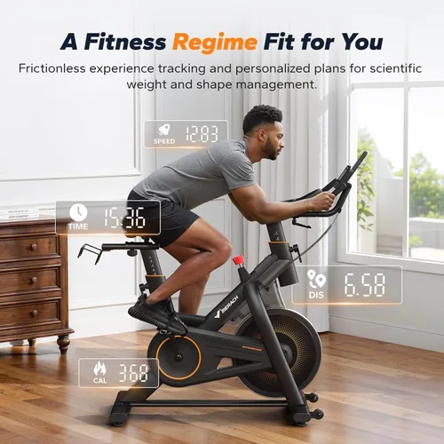 Miniatura 2 de MERACH Bicicleta de Ejercicio, Bicicleta Estática con Pastillas de Freno y App Exclusiva, Bicicleta de Ciclismo Interior de Bajo Ruido con Capacidad