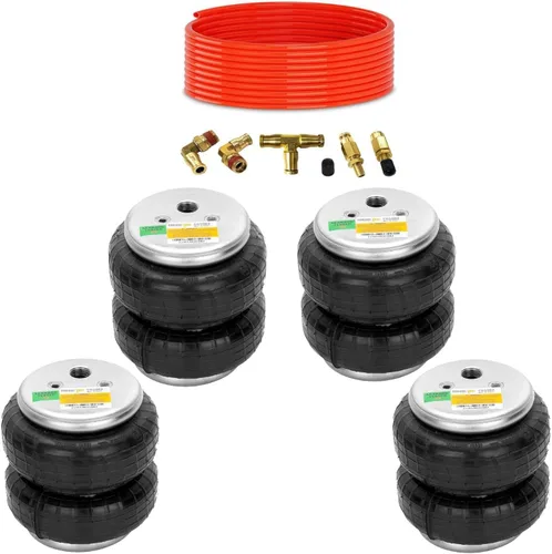 Miniatura 10 de TORQUE Paquete de 2 Resortes Neumáticos Universales Bolsa de Aire Repuesto 1/2" NPT Puerto Único Doble Fuelle Estándar 2600 libras con Línea de Aire