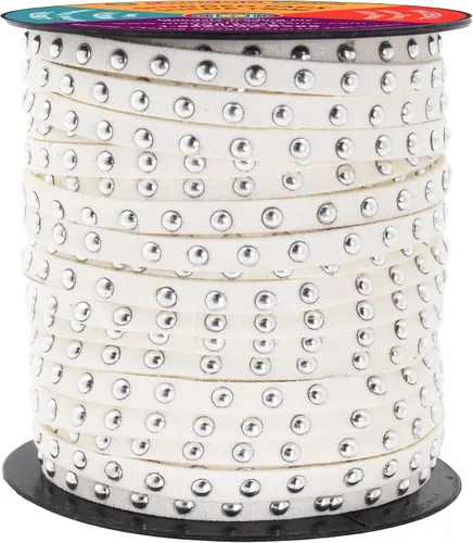 Miniatura 89 de Mandala Crafts Cordones de gamuza sintética para fabricación de joyas, 20 yardas, tiras de cordones de cuero con tachuelas doradas, cuerdas planas