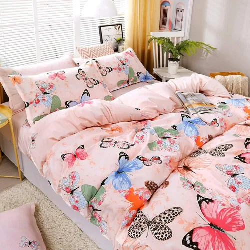 Miniatura 3 de Feelyou juego de funda de edredón y fundas de almohada de microfibra de poliéster suave para niños y niñas, diseño de mariposas, piñas, ciervos