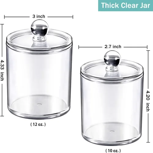 Miniatura 3 de SheeChung juego de dispensador de cotonetes - frascos de boticario de baño de plástico acrílico transparente para bolas de algodón, hisopos