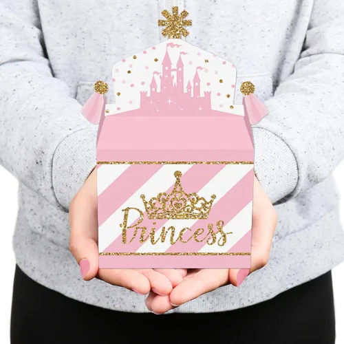 Miniatura 8 de Big Dot of Happiness Corona de princesita – Caja de regalos de fiesta – Caja de regalo de princesa rosa y dorada para baby shower o fiesta