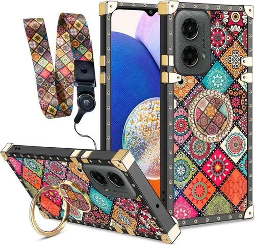 Miniatura 13 de nancheng Funda para Motorola Moto One 5G Ace/One 5G UW Ace Luxury Colorful Love Heart Bee Design Gold Electroplated Phone Cover with 360° Diamond