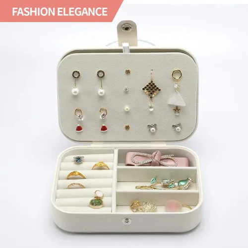 Miniatura 3 de DerBlue Joyero de viaje, caja de joyería pequeña, caja de joyería de viaje portátil, organizador de almacenamiento para anillos y aretes