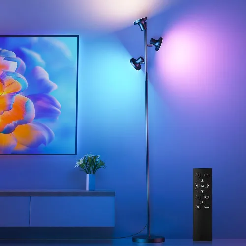 Miniatura 7 de SIBRILLE Lámpara de pie LED de árbol de 36W, lámpara de pie ajustable moderna con control remoto y táctil, 4 temperaturas de color, 3 lámparas
