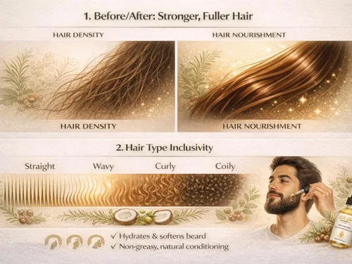 Miniatura 8 de Aceite natural 8 en 1 para el crecimiento y fortalecimiento del cabello con romero, ricino, jojoba vegana, coco, semilla de uva, jengibre y cuero