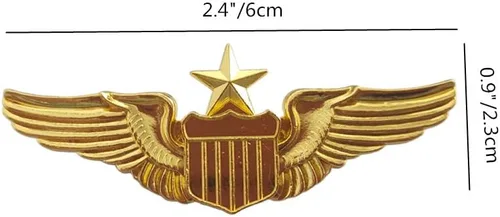 Miniatura 2 de Pin de las alas del aviador del metal, Pin de la etiqueta de la insignia del piloto del ala del oro del piloto