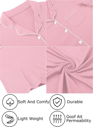Miniatura 5 de Leikar Camisones para mujer, con botones, pijama, vestido de manga corta, ropa de dormir S-XXL