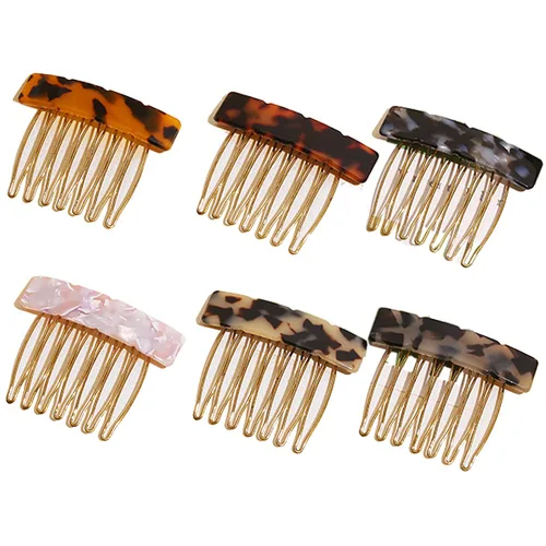 6 peines de acetato exquisitos para el cabello, pequeños de siete dientes, flequillo decorativo para el cabello, accesorios de estilo de moda para