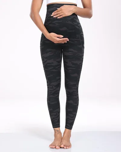 Miniatura 31 de WHOUARE Leggings de maternidad sobre el vientre con bolsillos para mujer, cintura alta, entrenamiento, pantalones de yoga