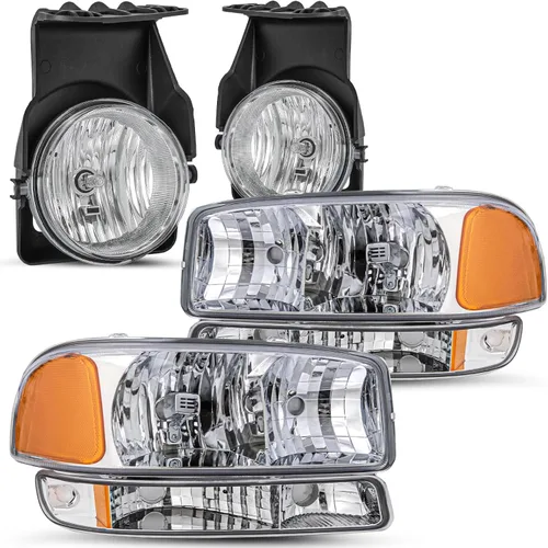 Miniatura 10 de JSBOYAT 4 PCS Compatible con 99-06 GMC Sierra 1500 2500 3500 Conjunto de Faros Delanteros de Reemplazo con Bombillas 00-06 GMC Yukon/Yukon XL