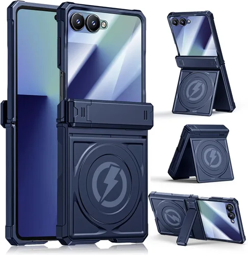 Miniatura 11 de Funda magnética para Samsung Z-Flip-7: funda protectora de grado militar de cuerpo completo [compatible con Magsafe ] [Soporte doble] Funda Negro