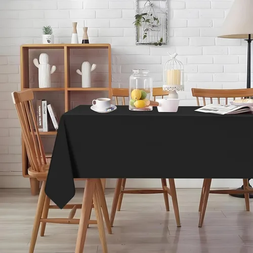 Miniatura 7 de Paquete de 2 manteles rectangulares desechables de plástico negro de 54 x 108 pulgadas, manteles de plástico negro para cumpleaños, bodas