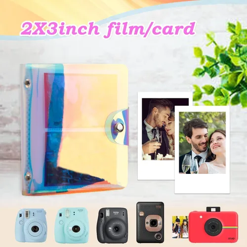Miniatura 3 de Paquete de 2 mini álbumes de fotos holográficos de 64 bolsillos, soporte portátil para tarjetas fotográficas Kpop para Fujifilm Instax Mini