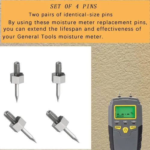 Miniatura 3 de Pasadores de repuesto PIN3 para medidor de humedad de rosca para General Tools MMD4E, RHMG650 y RHMG700DL accesorios para medidor de humedad