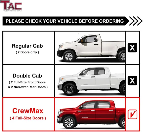 Miniatura 4 de TAC - Estribos laterales de flecha compatibles con Toyota Tundra CrewMax 2022-2025 Truck Pickup de 5 pulgadas, textura de aluminio, barras Nerf