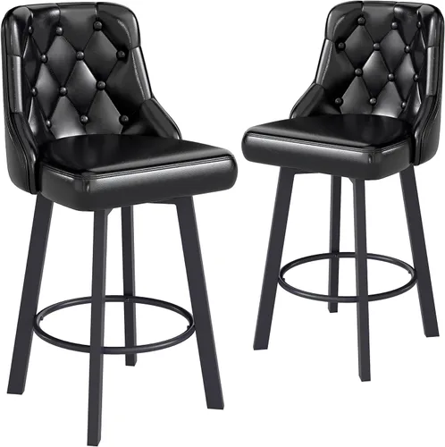 Miniatura 13 de Youhauchair Juego de 4 taburetes de bar, de 26 pulgadas, modernos taburetes de bar con respaldo, reposapiés y patas de metal, silla de bar tapizada