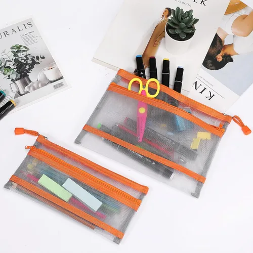 Miniatura 4 de 12 bolsas de malla de nailon con cremallera, bolsas de malla para cosméticos, bolsas de maquillaje, estuche de lápices, bolsas de viaje multiusos 2