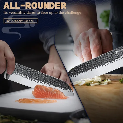 Miniatura 5 de Huusk Santoku Cuchillo de cocina japonés de 7 pulgadas, cuchillo de cocina forjado a mano, cuchillo de chef afilado para verduras, carne, cocina