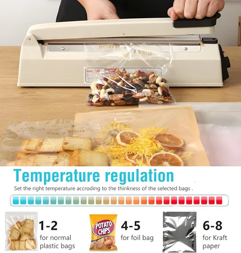 Miniatura 2 de Sellador de impulso Máquina selladora manual de 16 pulgadas con modo de calefacción ajustable, selladores de bolsas de plástico PE PP para bolsas