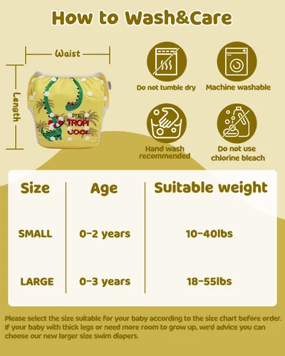 Miniatura 94 de Alva, Pañales de bebé para nadar, paquete de 2 unidades, talle único, reutilizable, lavable y ajustable de 0 a 36 meses. Tamaño de 10 a 40 lbs