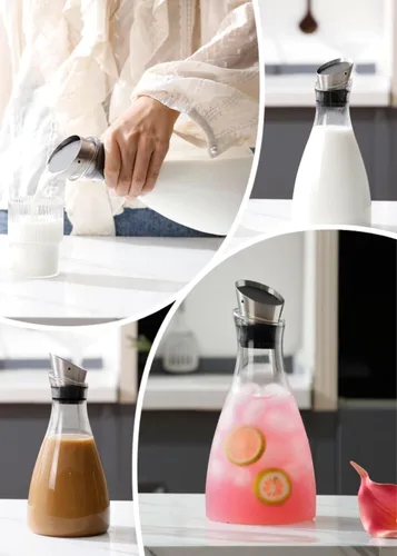 Miniatura 5 de Purefold - Jarra de vidrio de 44 onzas con tapa de acero inoxidable, jarra para té helado, jarra para jugo, tetera y cafetera, vajilla perfecta