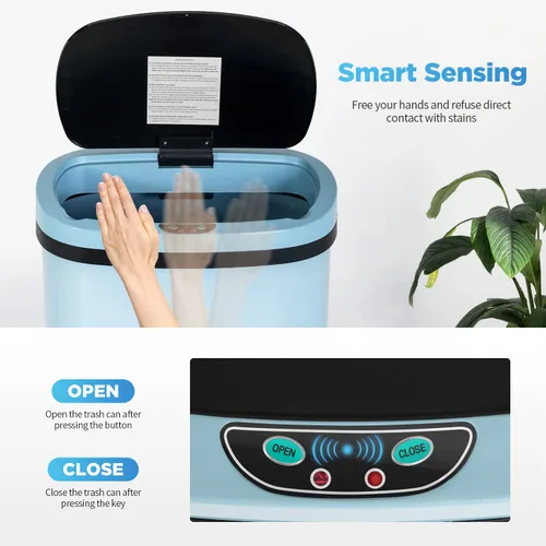 Miniatura 4 de 24/7 Shop at Home Freeway - Tapa de metal con sensor de movimiento para cocina, 13 galones, color azul