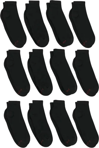 Miniatura 27 de Hanes Calcetines dobles resistentes para hombre, que disipan la humedad del cuello redondo y el tobillo, color blanco y negro, varios paquetes