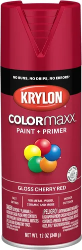 Krylon - Pintura y primer en aerosol COLORmaxx K05511007, 12 onzas, rojo cereza brillante Cherry Red