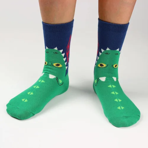 Miniatura 5 de COTTON DAY Kids Boys Fun Novelty Crew Socks Colorful Pattern Design Shark Scull Robot