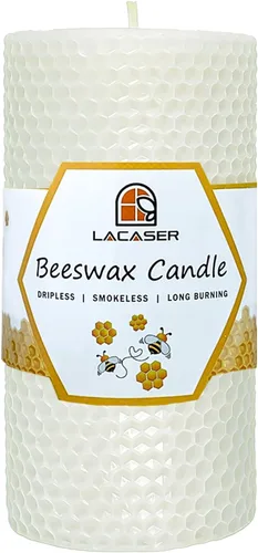 Miniatura 7 de Juego de 3 velas de pilar de cera de abejas, tamaño 3 x 6 pulgadas, 3 x 4 pulgadas y 3 x 3 pulgadas, hoja de vela de cera de abejas naturales