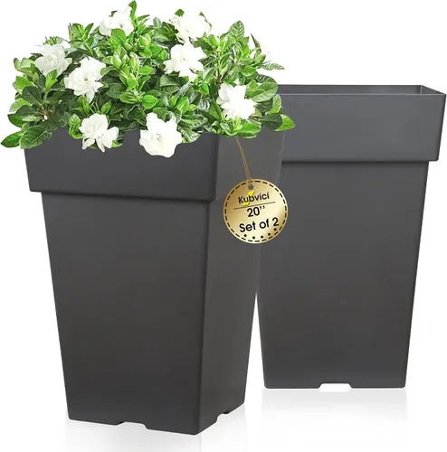 Miniatura 8 de kubvici Macetas de 20 pulgadas de alto para plantas de exterior e interior, juego de 2 macetas grandes de plástico para plantas, macetas
