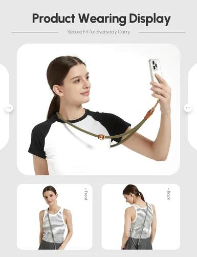 Miniatura 5 de Cordón para teléfono 1, lengüeta de amarre 2, cordón cruzado para teléfono celular, cordón de cuerda, correa ajustable universal para teléfono