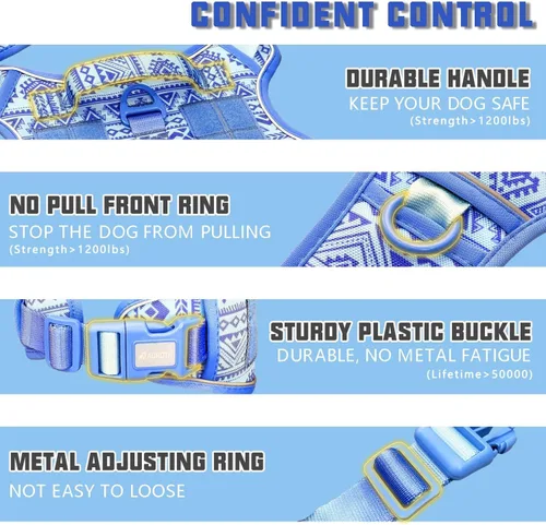 Miniatura 3 de AUROTH Arnés Táctico para Perros Grandes Sin Tirones Arnés para Mascotas Ajustable Reflectante K15 Trabajo Entrenamiento Control Fácil Chaleco