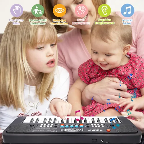 Miniatura 4 de Teclado de piano para niños, piano electrónico portátil de 37 teclas para niños de 3 a 6 años, teclado con micrófono, juguete musical de cumpleaños
