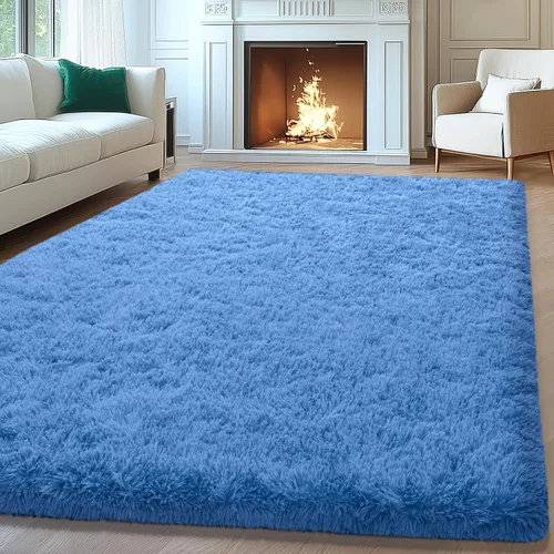 Miniatura 25 de Mugorn - Alfombra de 8 x 10 pies, alfombras grandes, esponjosas, suaves, peludas, antideslizantes, mullidas para interiores, color negro, 8 x 10 pies