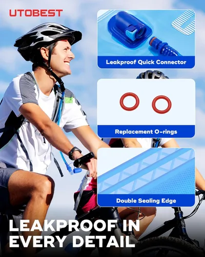 Miniatura 4 de UTOBEST Vejiga de agua, bolsa de hidratación de 1 L, 1.5 L, 2 L, 3 L para mochila de senderismo, sin BPA, depósito de agua a prueba de fugas