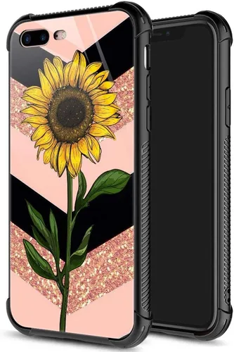 Miniatura 23 de ZHEGAILIAN Funda para iPhone 7/8 Plus, protección de grado militar, esquinas a prueba de golpes, funda antiarañazos para iPhone 7/8 Plus, girasol